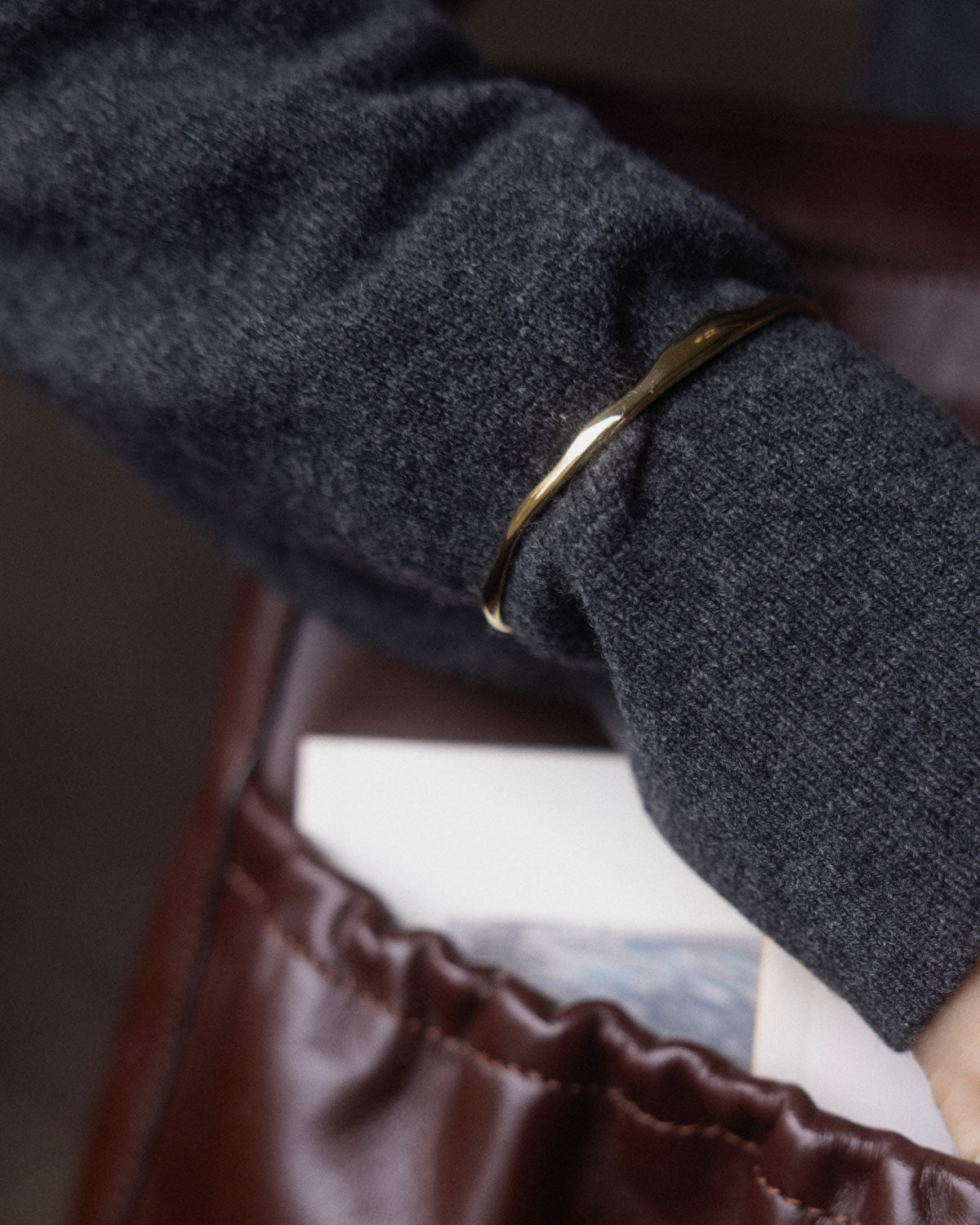 Wide Ripple Bracelet - Gold Plated