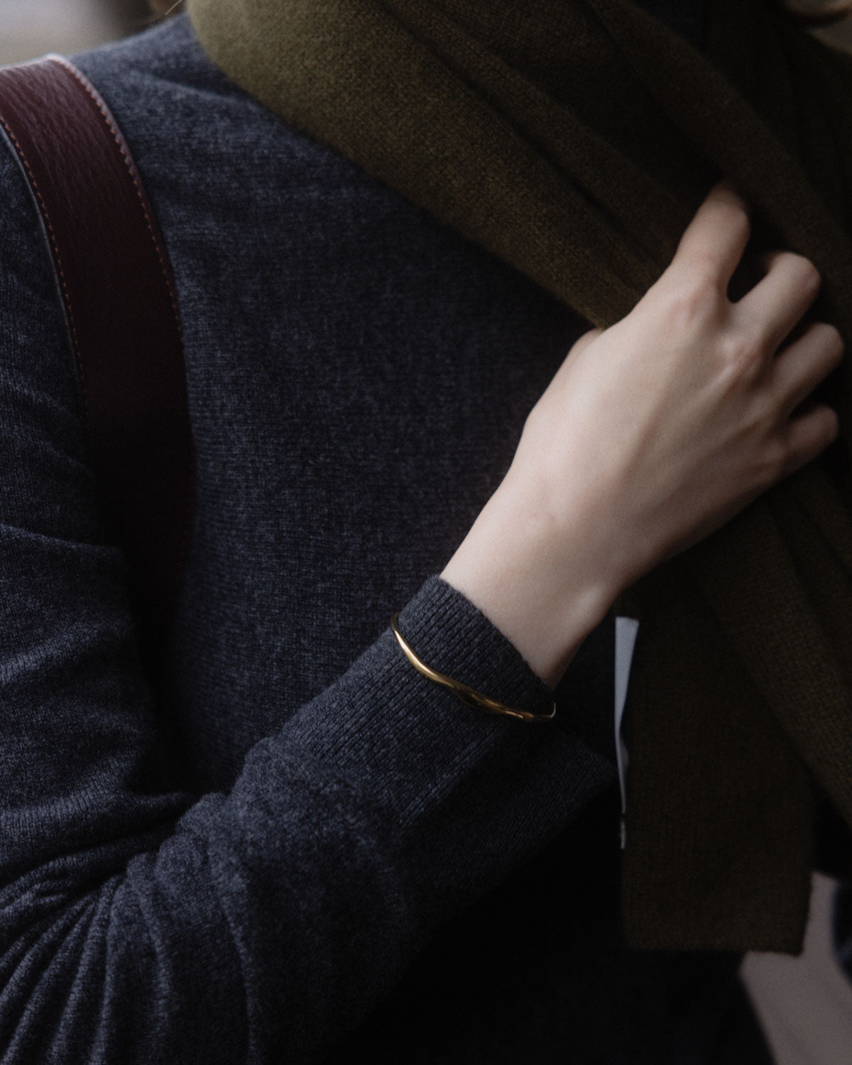 Wide Ripple Bracelet - Gold Plated