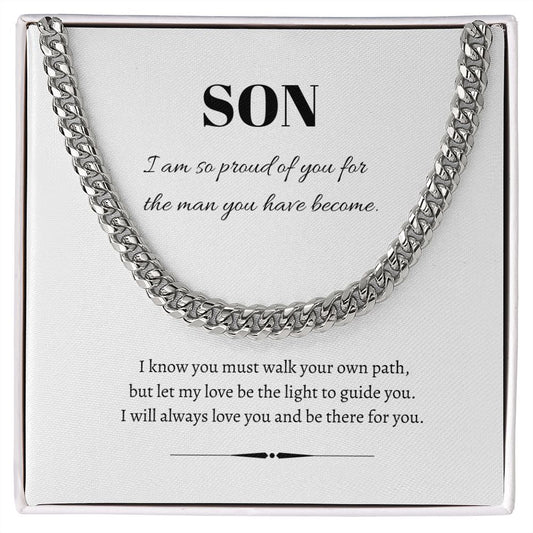 To My Son. Cuban Chain (OREO + LUX BOX + LENGTH EXTENSION). To Son From Mom or Dad. Birthday, Graduation, Christmas