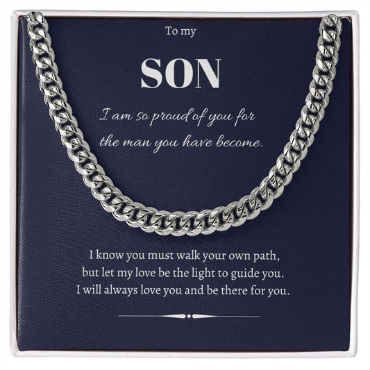 To My Son. Cuban Chain (OREO + LUX BOX + LENGTH EXTENSION). To Son From Mom or Dad