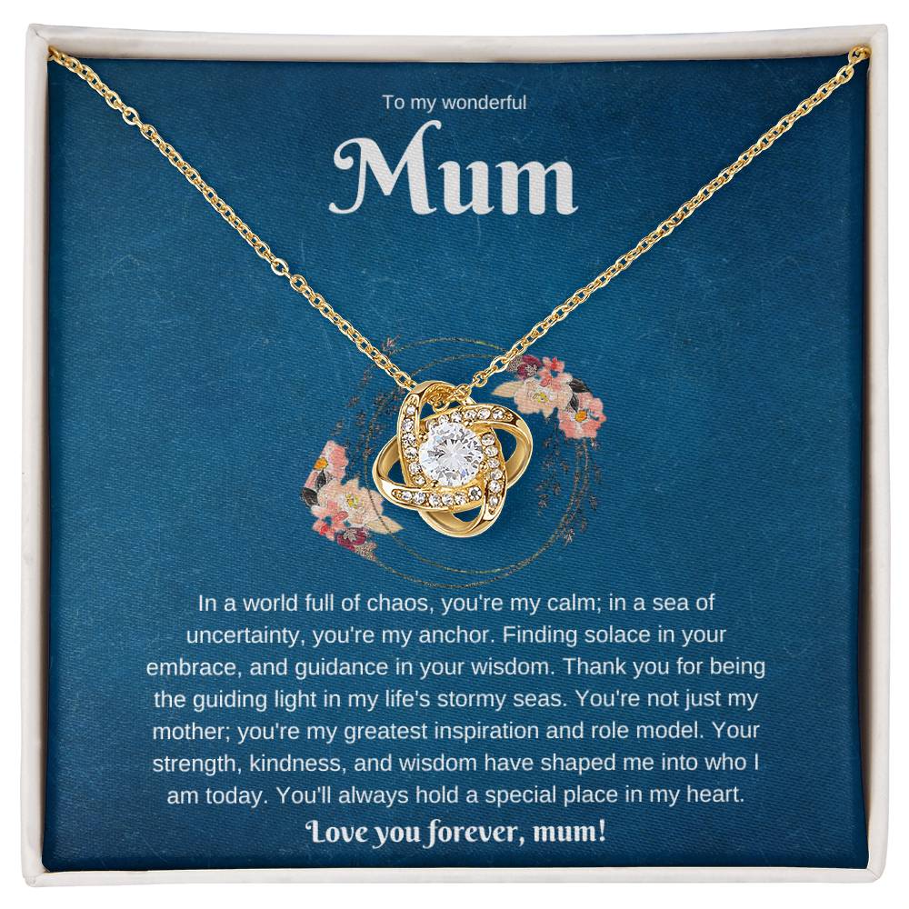 To My Wonderful Mum. Love Knot Necklace