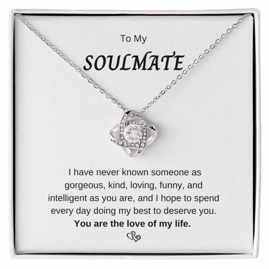 To My Soulmate. Love Knot Necklace. Gift for Wife, Girlfriend. Gifts for Her, Future Wife, Fiancé, from Husband, from Boyfriend.. Birthday, wedding, anniversary,