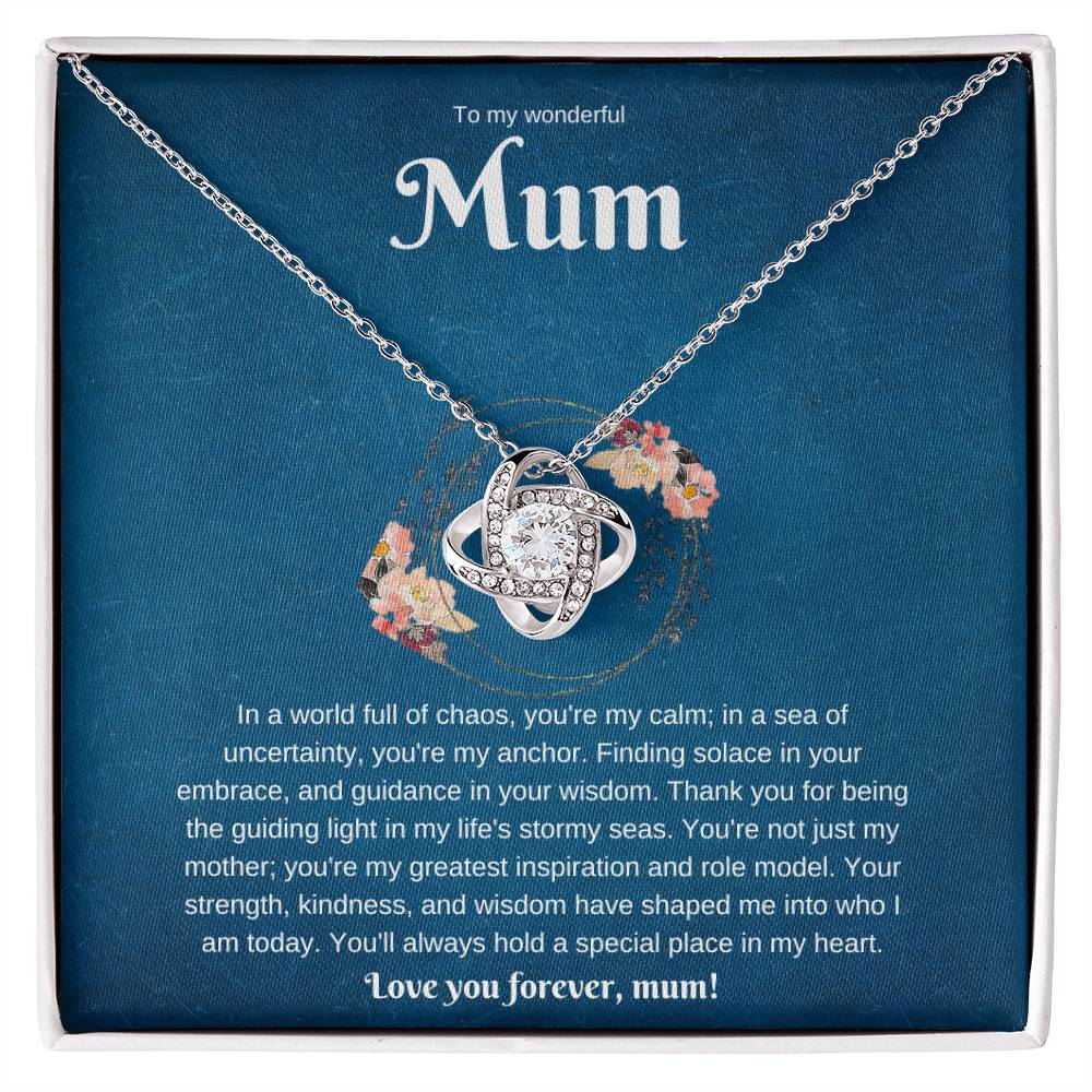 To My Wonderful Mum. Love Knot Necklace