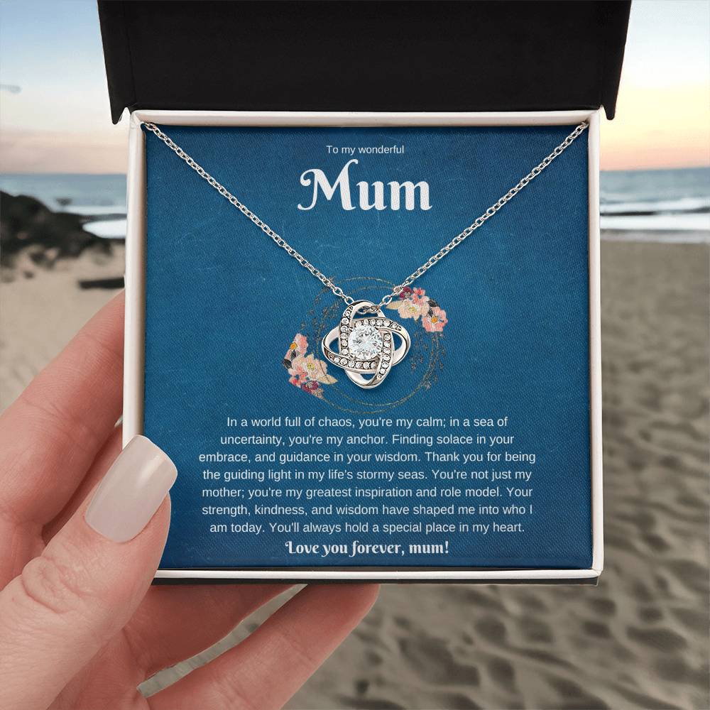 To My Wonderful Mum. Love Knot Necklace