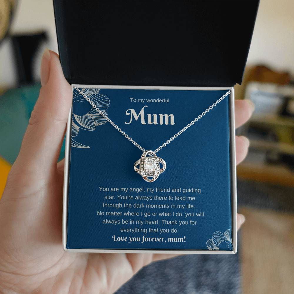 To My Wonderful Mum. Love Knot Necklace