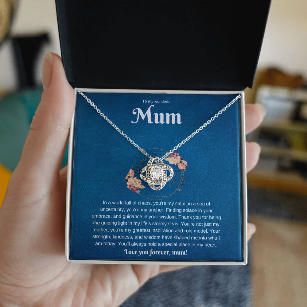 To My Wonderful Mum. Love Knot Necklace