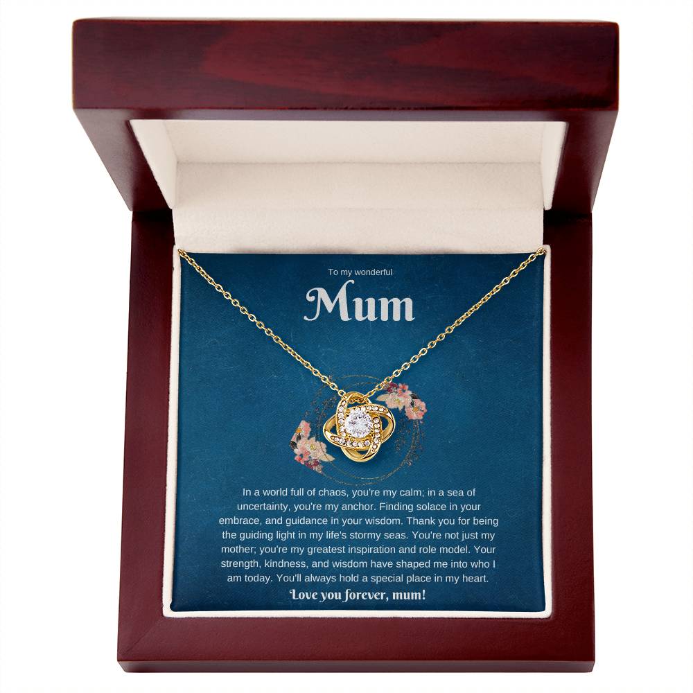 To My Wonderful Mum. Love Knot Necklace