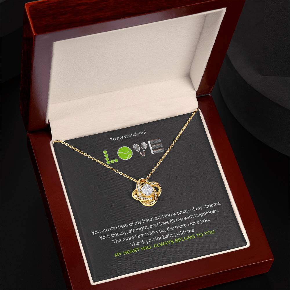 To My Wonderful Love. Necklace for Wife, Girlfriend, Soulmate . Christmas, Valentines Day, Anniversary, Graduation. For Tennis Players, Tennis Fans, Tennis Lovers.