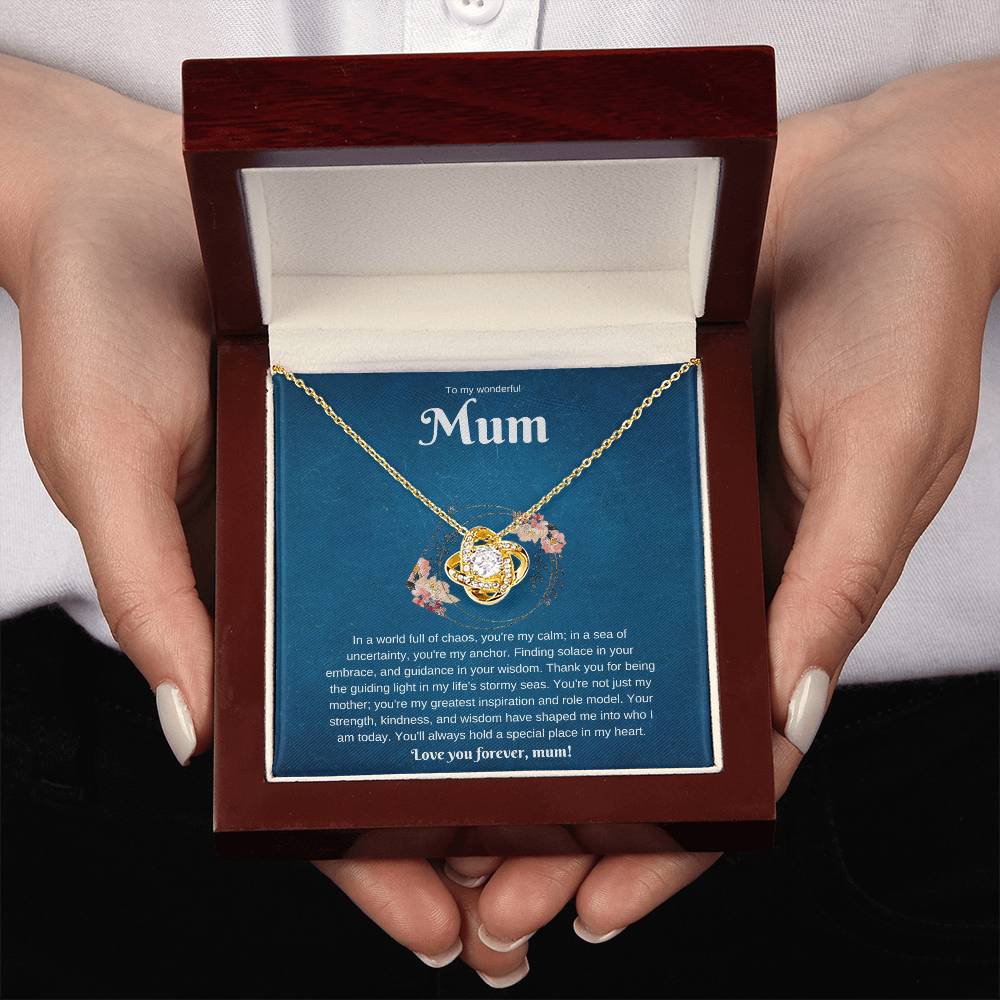 To My Wonderful Mum. Love Knot Necklace