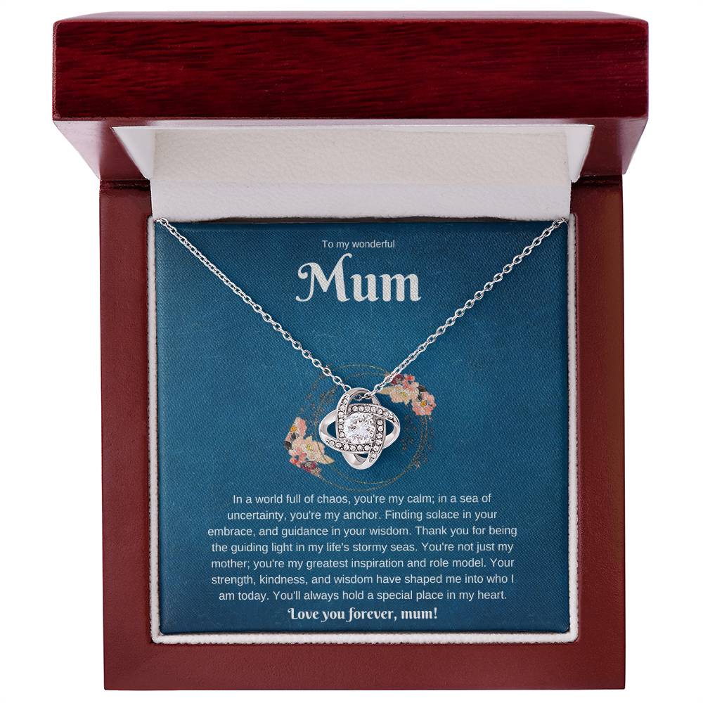 To My Wonderful Mum. Love Knot Necklace