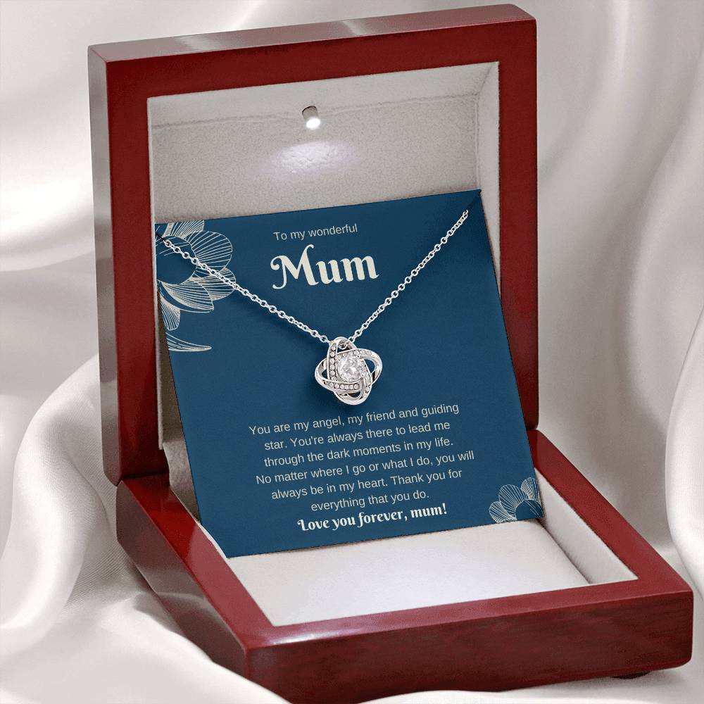 To My Wonderful Mum. Love Knot Necklace