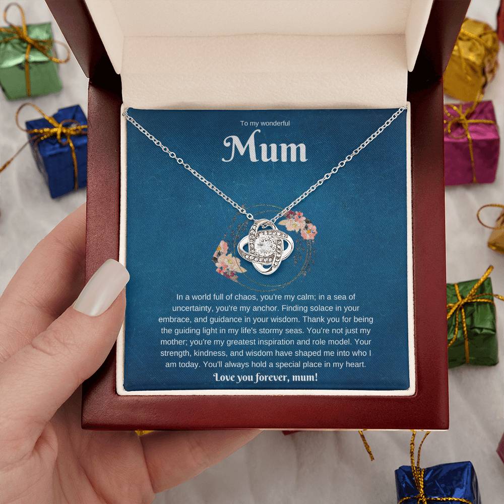 To My Wonderful Mum. Love Knot Necklace