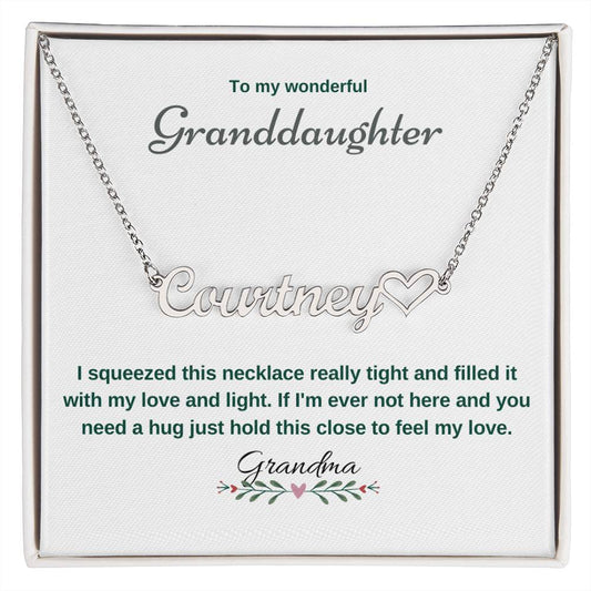 To Granddaughter Personalized Name Necklace from Grandma. Perfect for gift for Birthday, Graduation, Thanksgiving, Christmas, Confirmation.