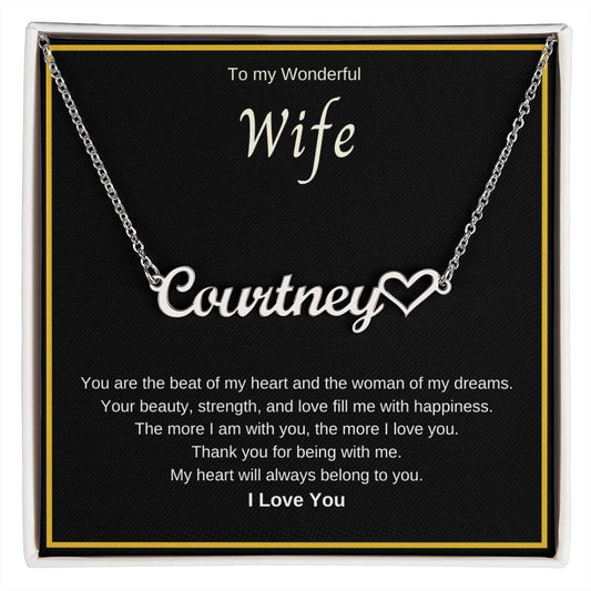 To My Wonderful Wife  The Woman of my Dreams. Personalized Name. The Woman of m Dreams. Gift for Anniversary, Birthday, Valentin's Day, Christmas.