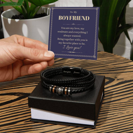 To My Boyfriend. Love You Forever Bracelet. You  Are My Favorite Place To Be. Anniversary Birthday Gift for Him, Valentines Day.