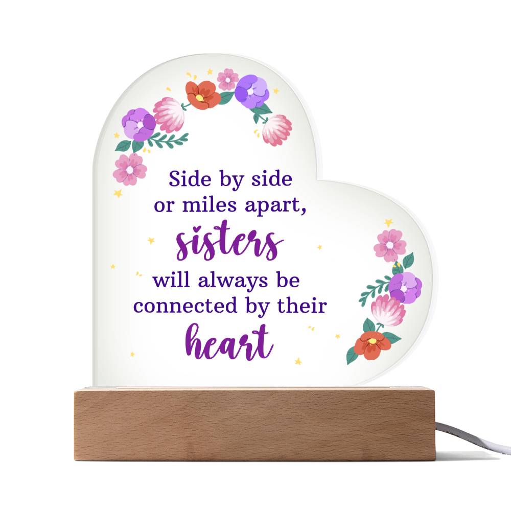 To My Sister. Printed Heart Acrylic Plaque. Birthday, Wedding, Graduation, Christmas .