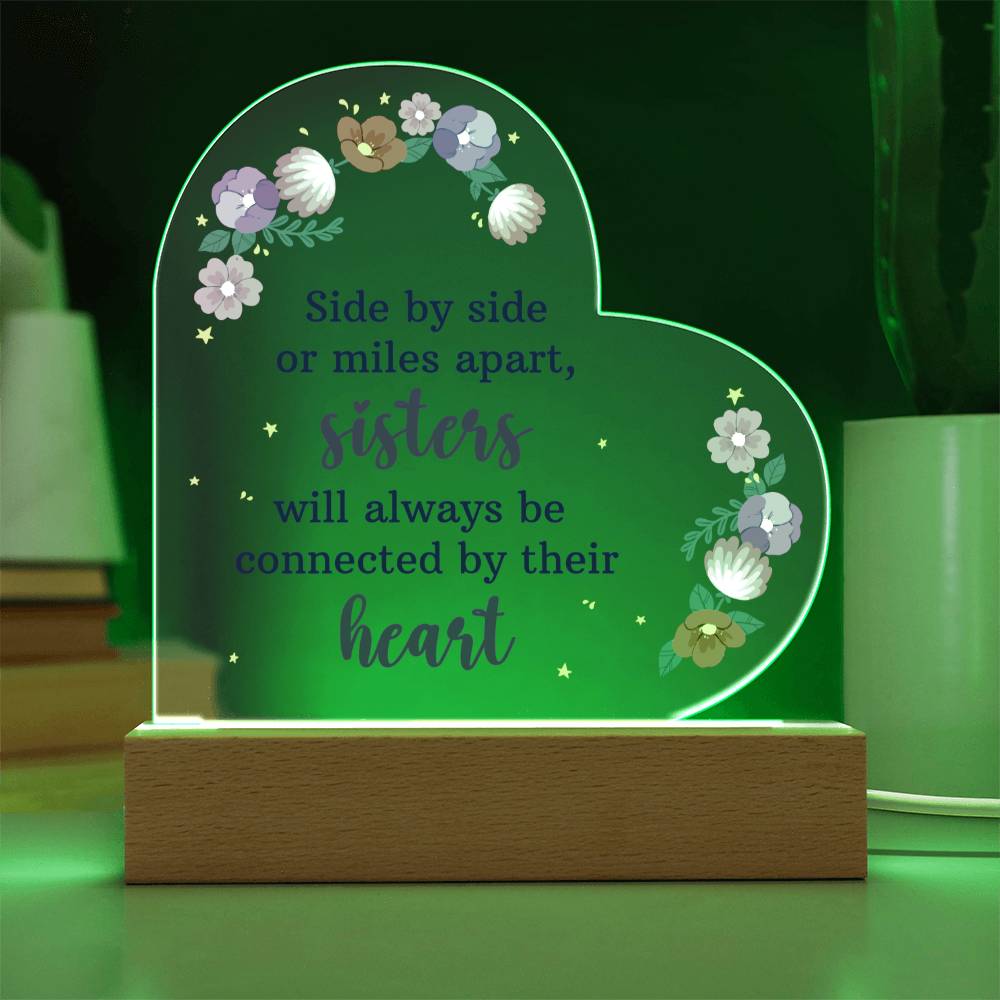 To My Sister. Printed Heart Acrylic Plaque. Birthday, Wedding, Graduation, Christmas .