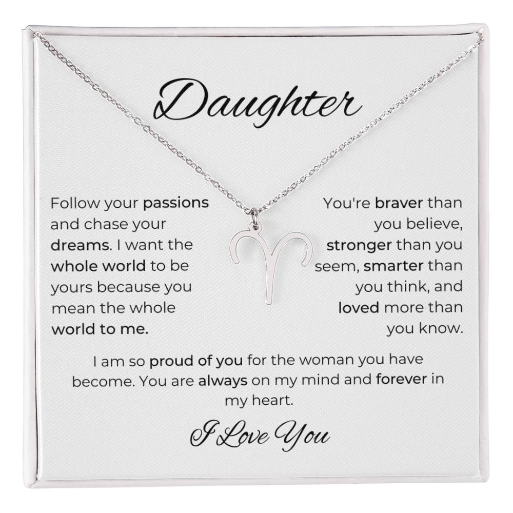 To My Daughter. Zodiac Symbol Necklace. Birthday, Wedding, Graduation, Christmas