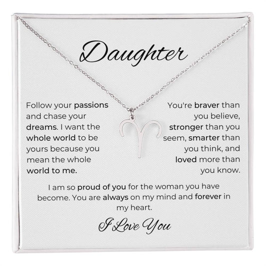 To My Daughter. Zodiac Symbol Necklace. Birthday, Wedding, Graduation, Christmas