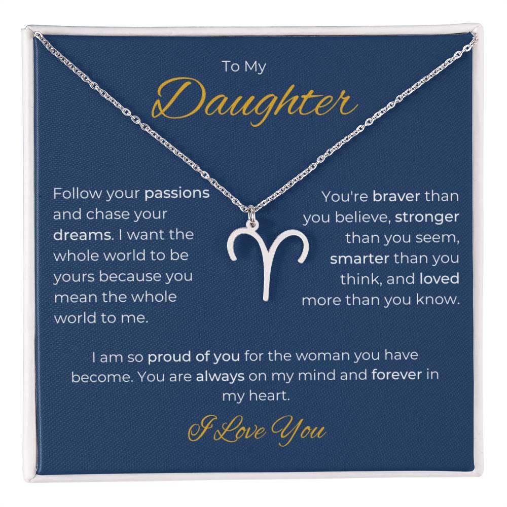 To My Daughter. Zodiac Symbol Necklace. Birthday, Wedding, Graduation, Christmas