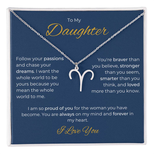 To My Daughter. Zodiac Symbol Necklace. Birthday, Wedding, Graduation, Christmas