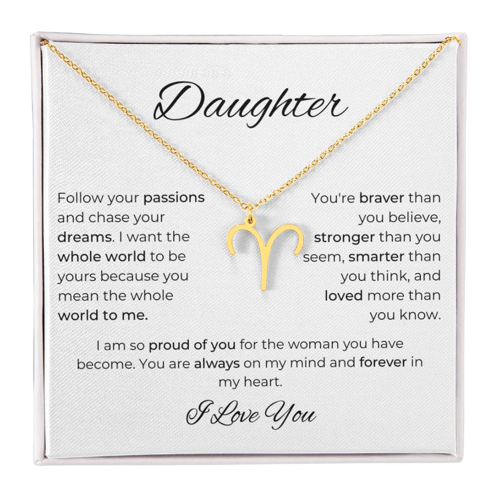 To My Daughter. Zodiac Symbol Necklace. Birthday, Wedding, Graduation, Christmas