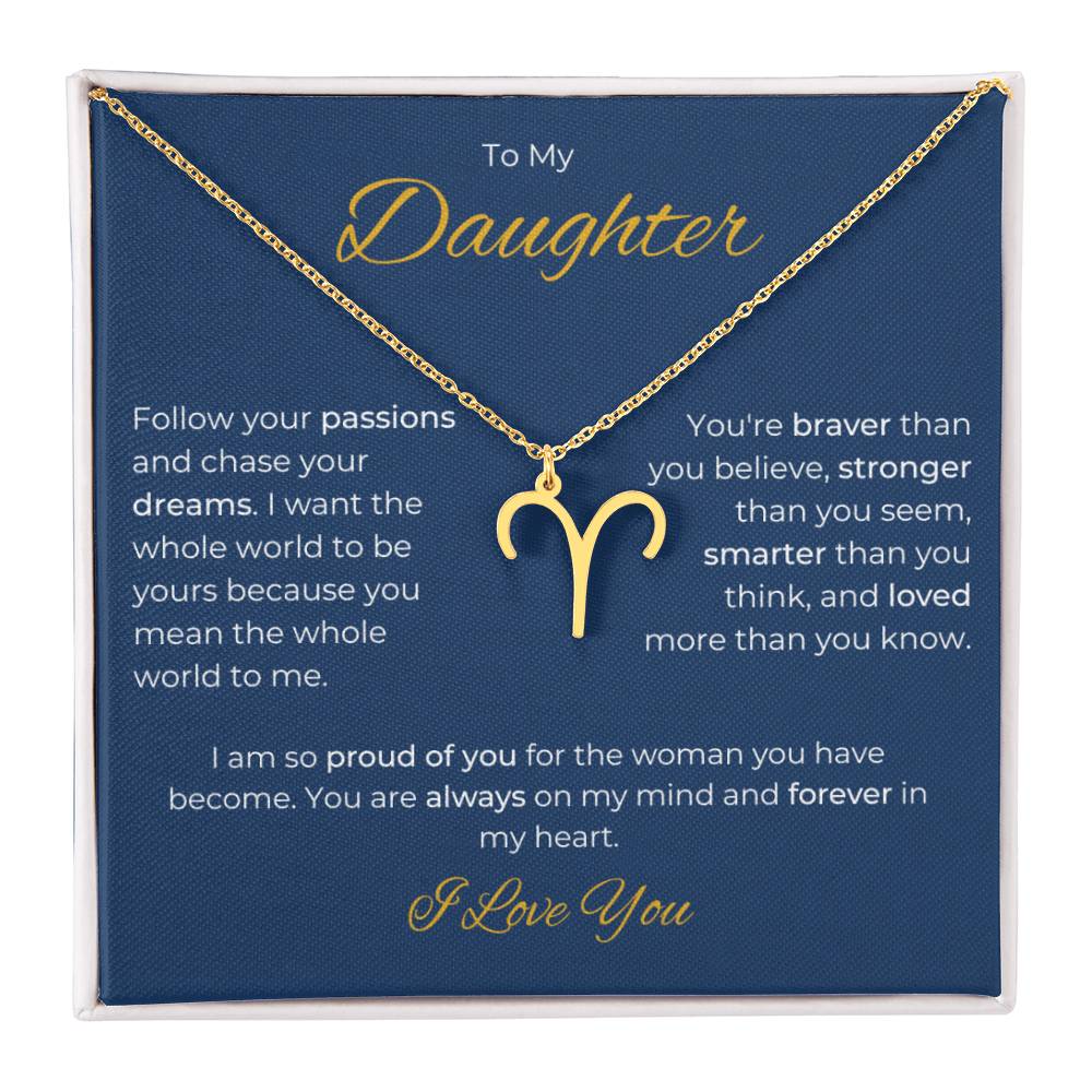 To My Daughter. Zodiac Symbol Necklace. Birthday, Wedding, Graduation, Christmas