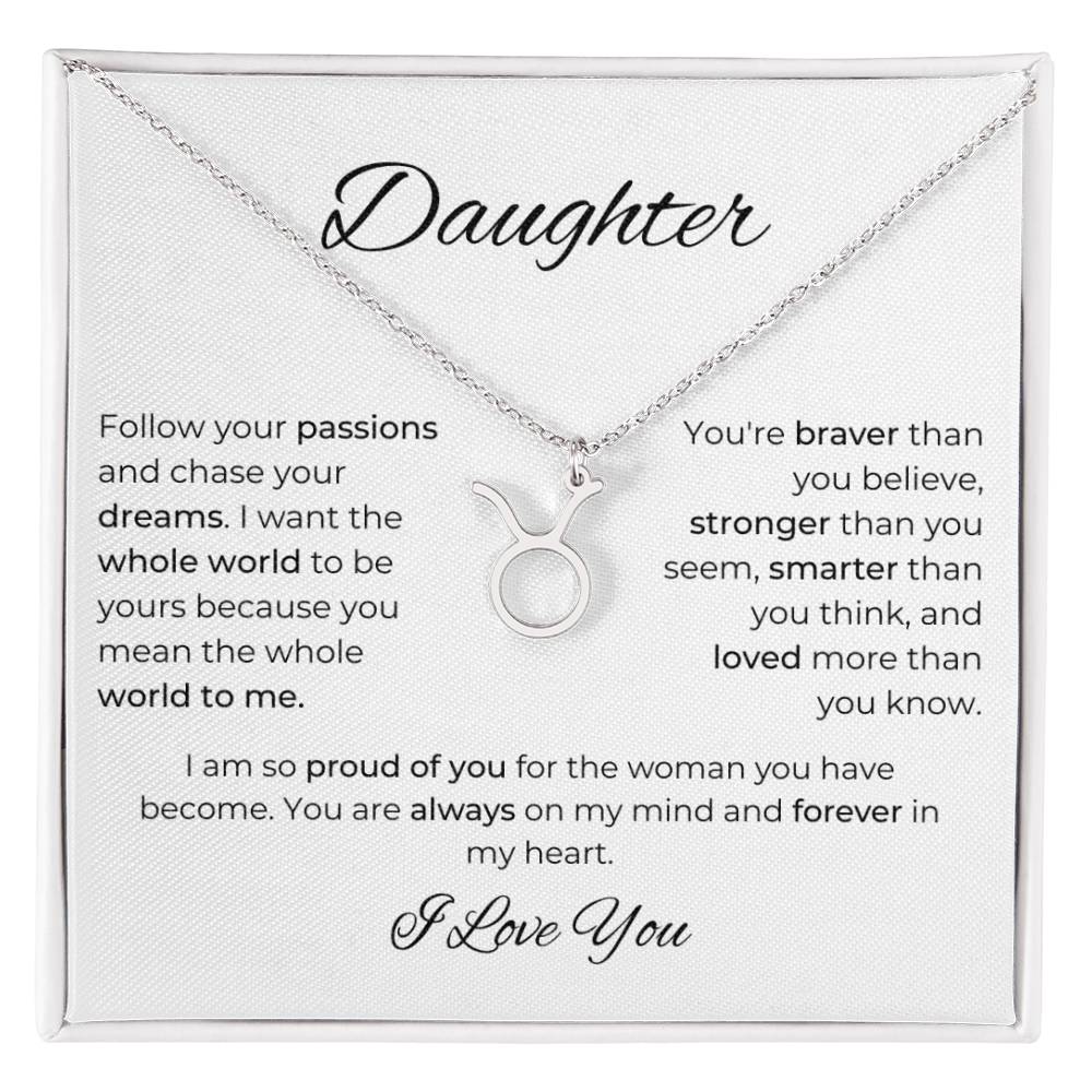 To My Daughter. Zodiac Symbol Necklace. Birthday, Wedding, Graduation, Christmas