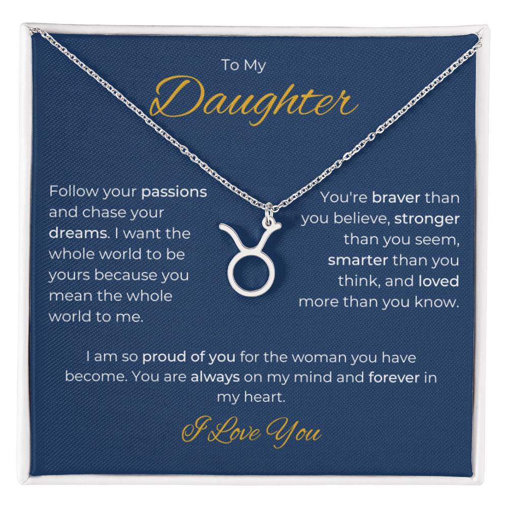 To My Daughter. Zodiac Symbol Necklace. Birthday, Wedding, Graduation, Christmas