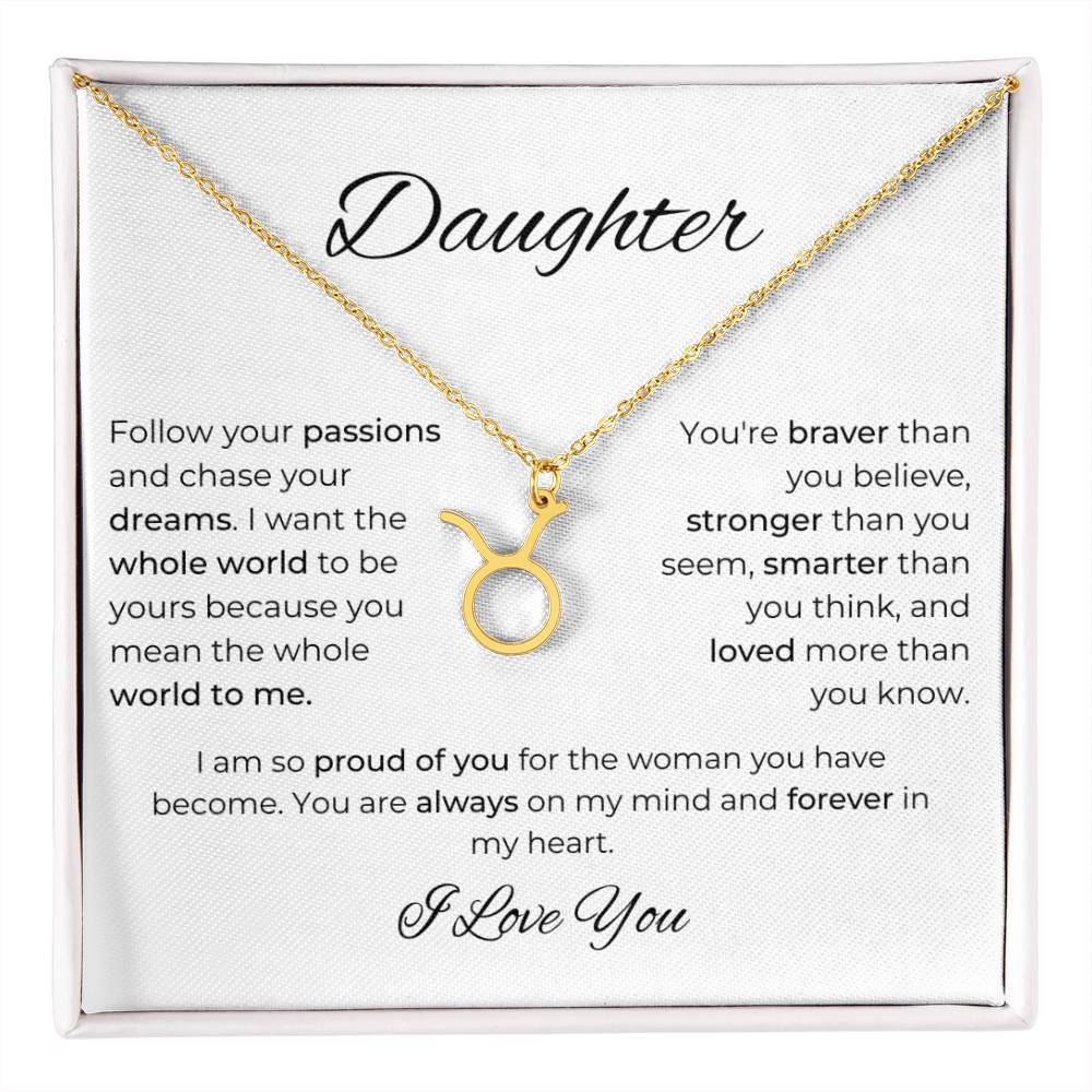 To My Daughter. Zodiac Symbol Necklace. Birthday, Wedding, Graduation, Christmas