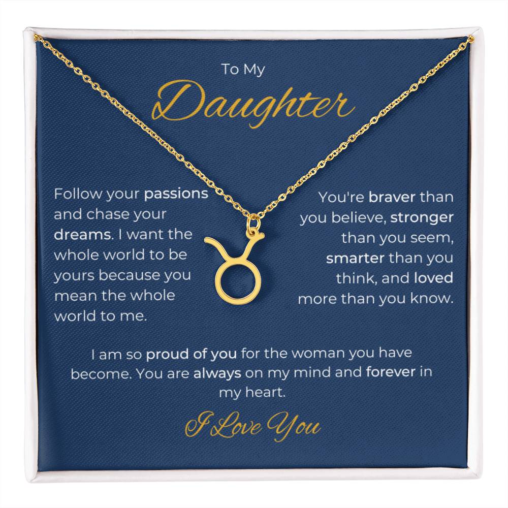 To My Daughter. Zodiac Symbol Necklace. Birthday, Wedding, Graduation, Christmas