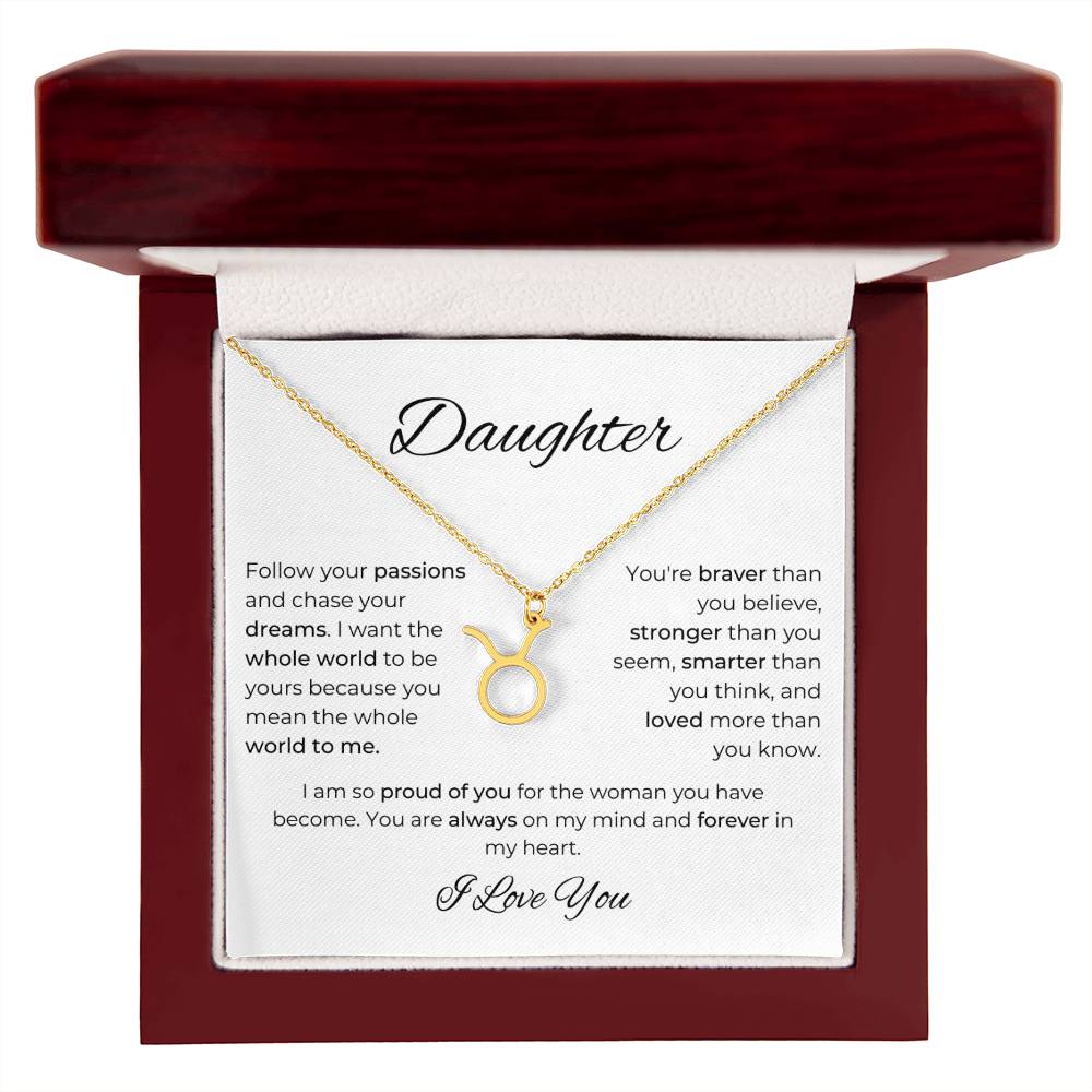 To My Daughter. Zodiac Symbol Necklace. Birthday, Wedding, Graduation, Christmas