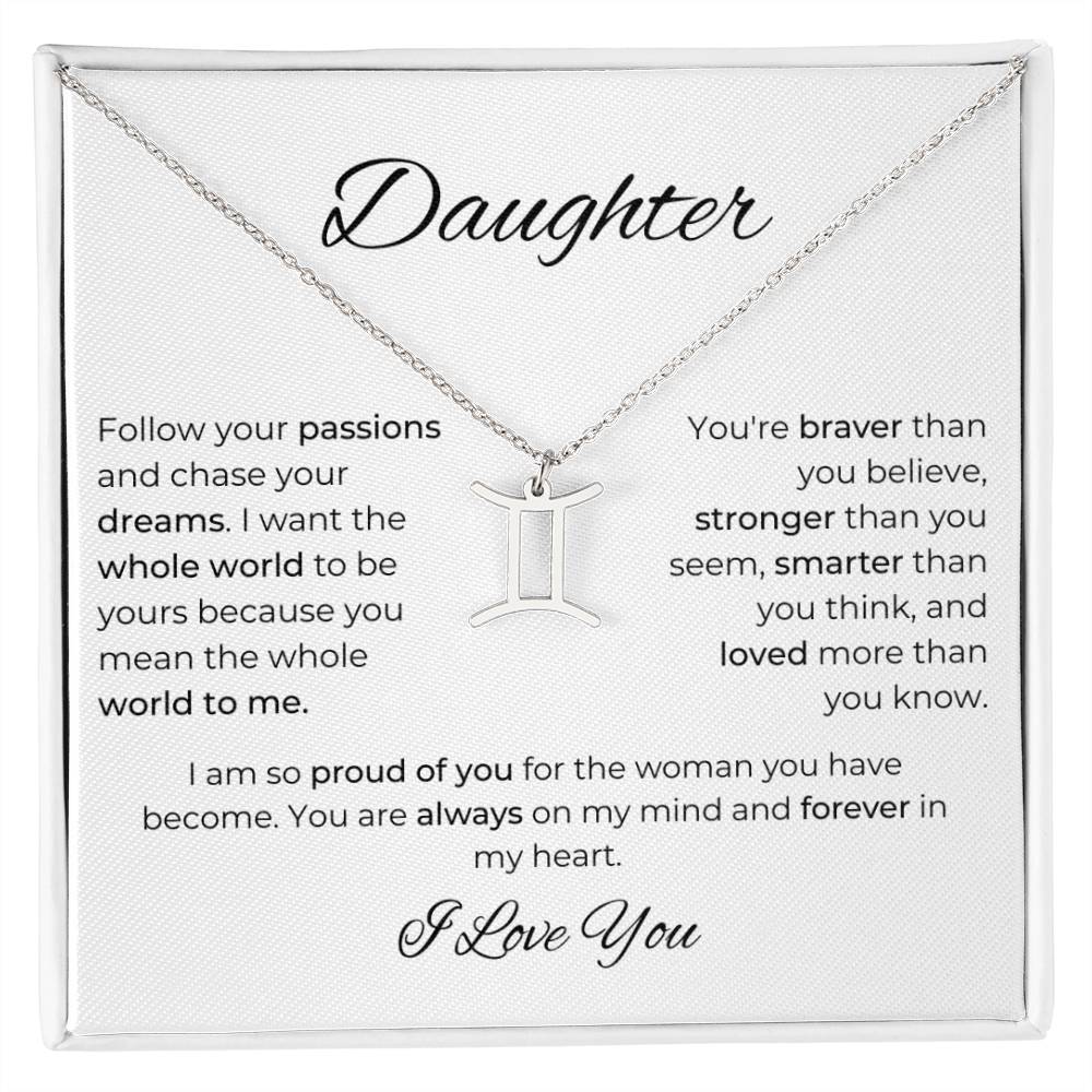 To My Daughter. Zodiac Symbol Necklace. Birthday, Wedding, Graduation, Christmas