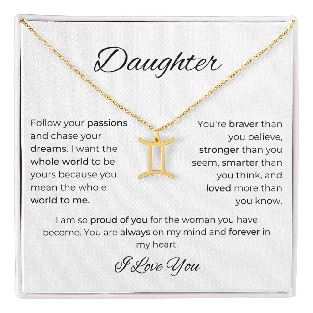 To My Daughter. Zodiac Symbol Necklace. Birthday, Wedding, Graduation, Christmas