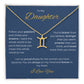 To My Daughter. Zodiac Symbol Necklace. Birthday, Wedding, Graduation, Christmas