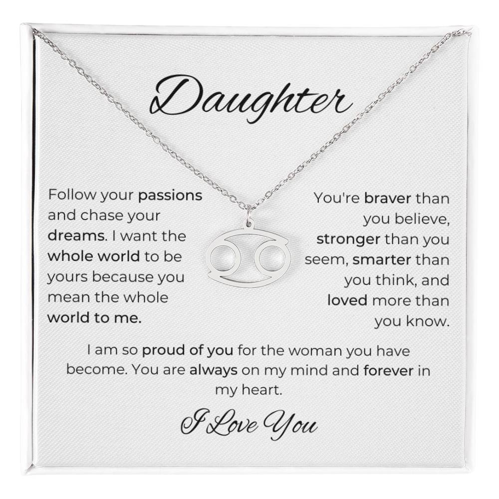 To My Daughter. Zodiac Symbol Necklace. Birthday, Wedding, Graduation, Christmas