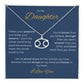 To My Daughter. Zodiac Symbol Necklace. Birthday, Wedding, Graduation, Christmas