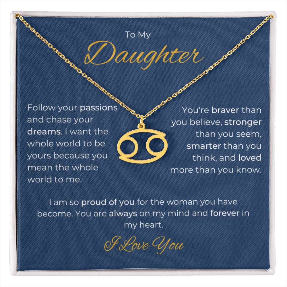 To My Daughter. Zodiac Symbol Necklace. Birthday, Wedding, Graduation, Christmas