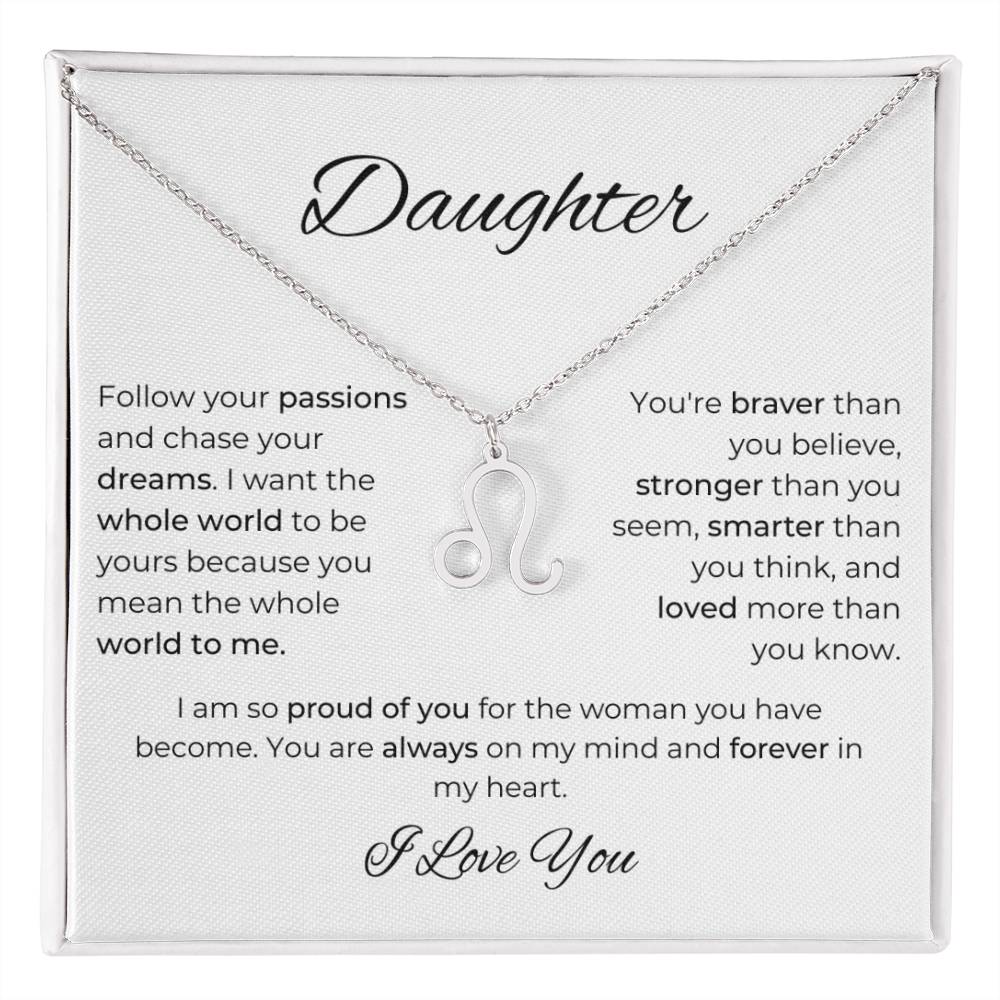 To My Daughter. Zodiac Symbol Necklace. Birthday, Wedding, Graduation, Christmas