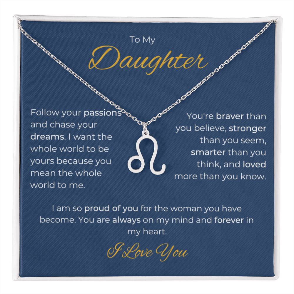 To My Daughter. Zodiac Symbol Necklace. Birthday, Wedding, Graduation, Christmas