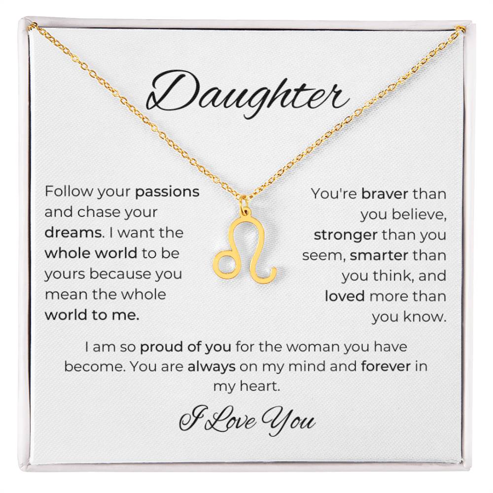 To My Daughter. Zodiac Symbol Necklace. Birthday, Wedding, Graduation, Christmas