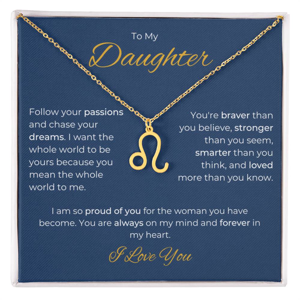 To My Daughter. Zodiac Symbol Necklace. Birthday, Wedding, Graduation, Christmas