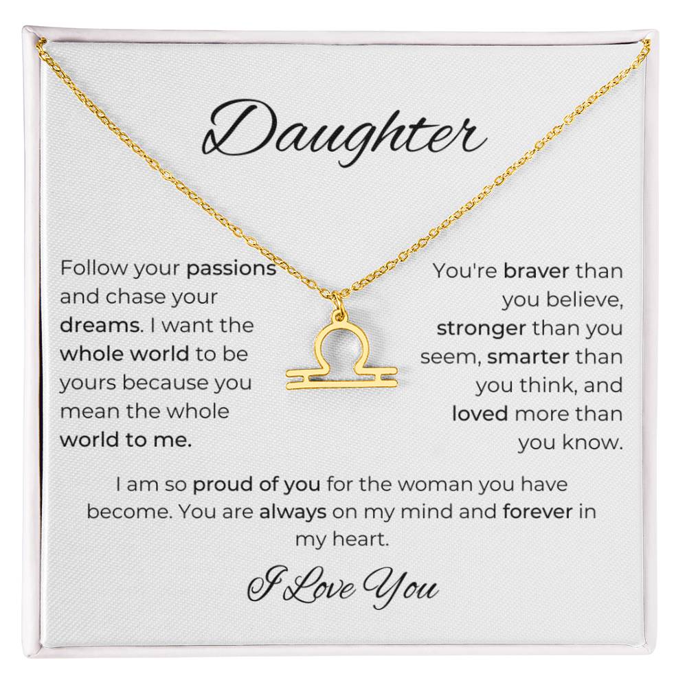 To My Daughter. Zodiac Symbol Necklace. Birthday, Wedding, Graduation, Christmas