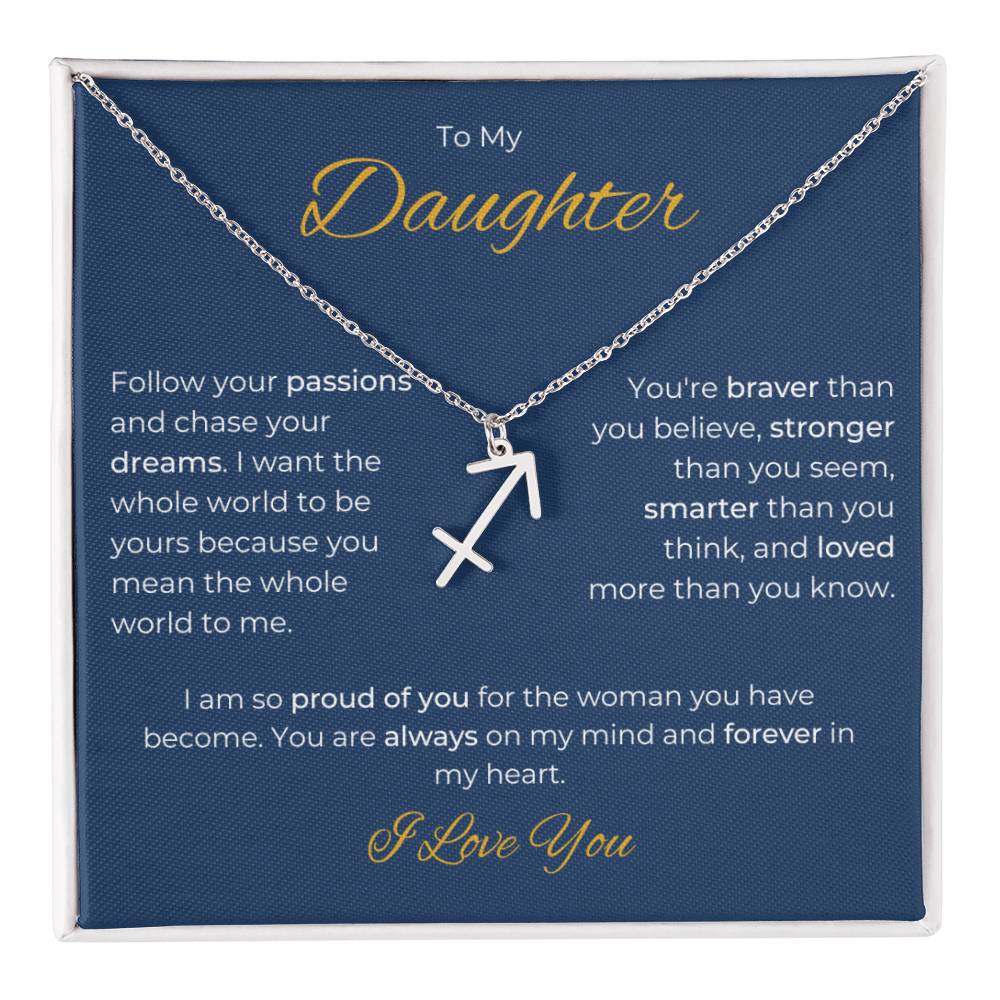 To My Daughter. Zodiac Symbol Necklace. Birthday, Wedding, Graduation, Christmas