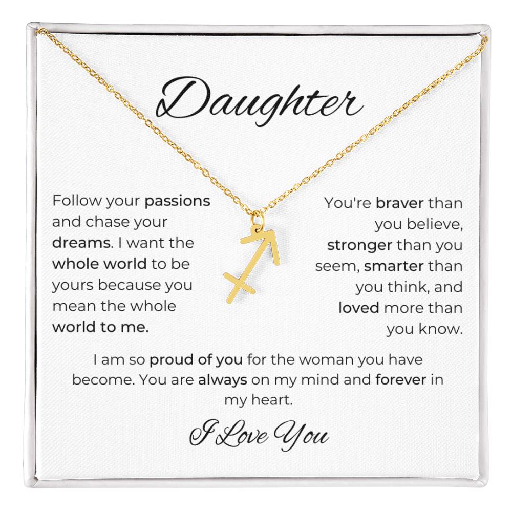 To My Daughter. Zodiac Symbol Necklace. Birthday, Wedding, Graduation, Christmas