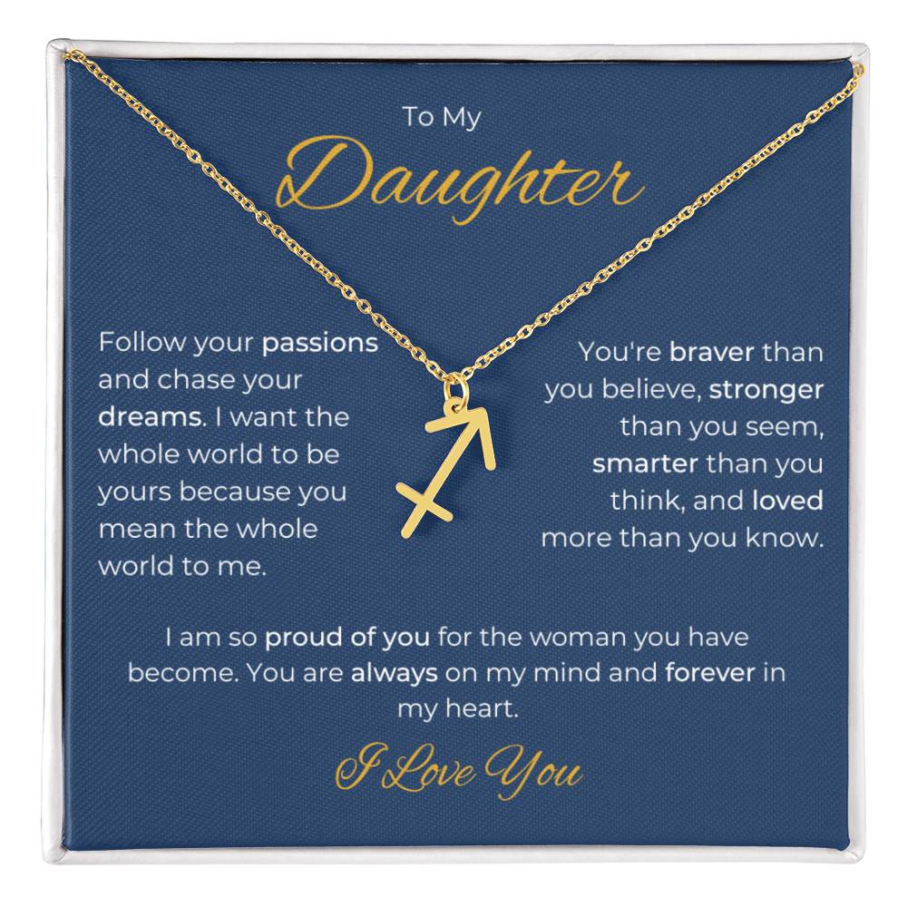 To My Daughter. Zodiac Symbol Necklace. Birthday, Wedding, Graduation, Christmas