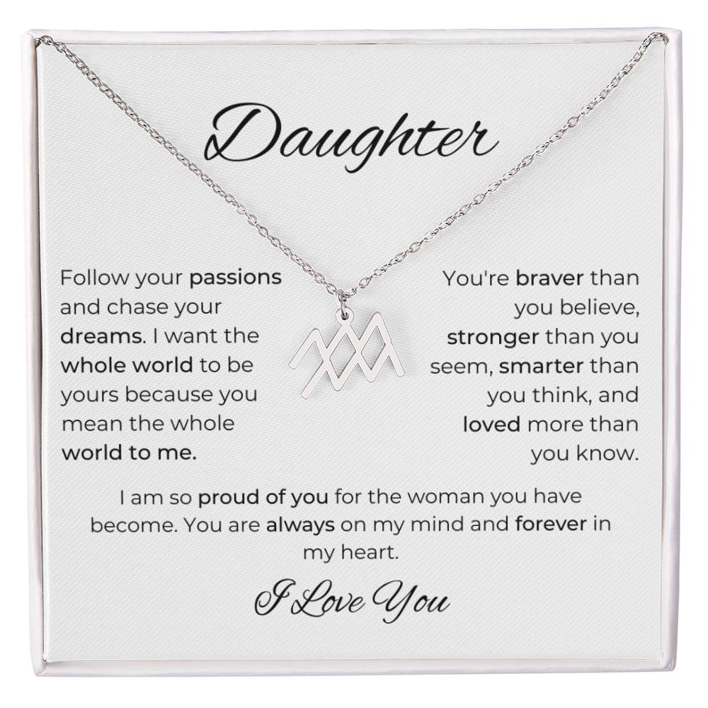 To My Daughter. Zodiac Symbol Necklace. Birthday, Wedding, Graduation, Christmas