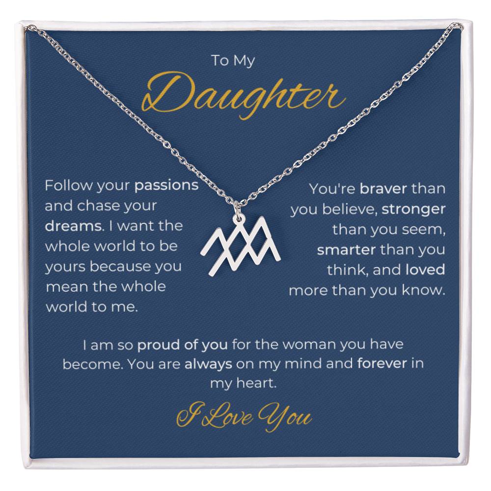 To My Daughter. Zodiac Symbol Necklace. Birthday, Wedding, Graduation, Christmas