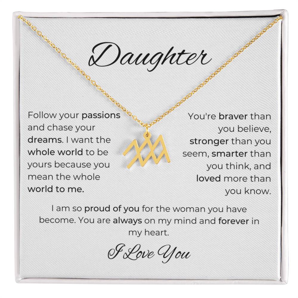 To My Daughter. Zodiac Symbol Necklace. Birthday, Wedding, Graduation, Christmas