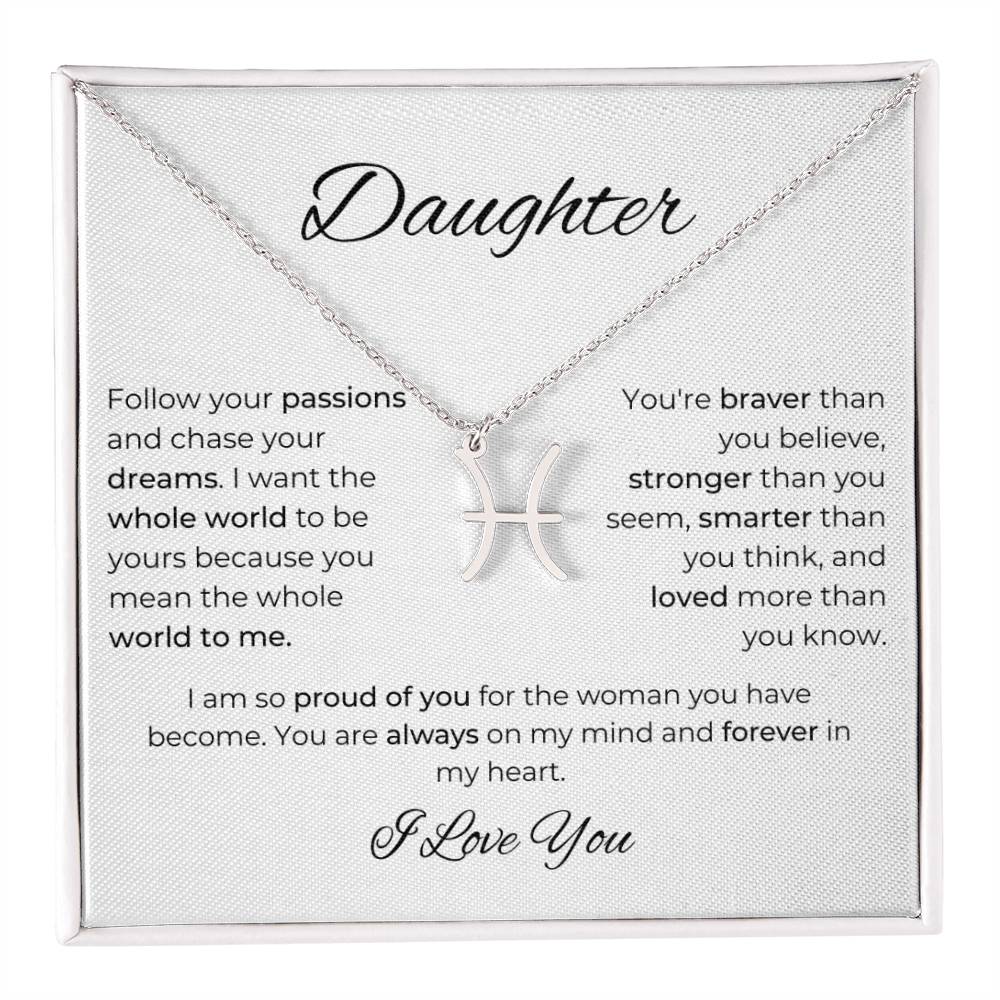 To My Daughter. Zodiac Symbol Necklace. Birthday, Wedding, Graduation, Christmas